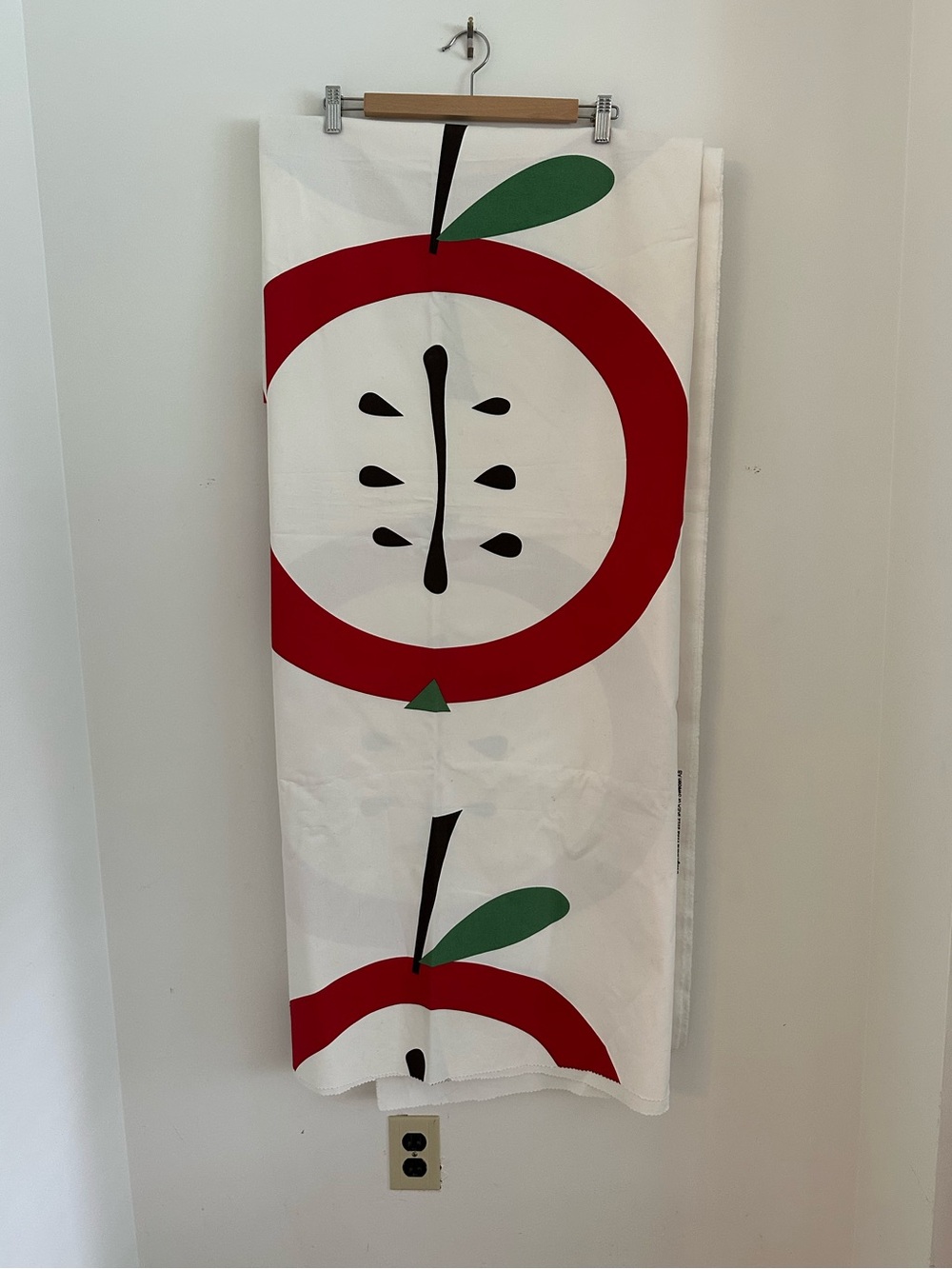 Large New IKEA Heavy Cotton Fabric with Graphic Apple Print by Maria Vinka, 2012